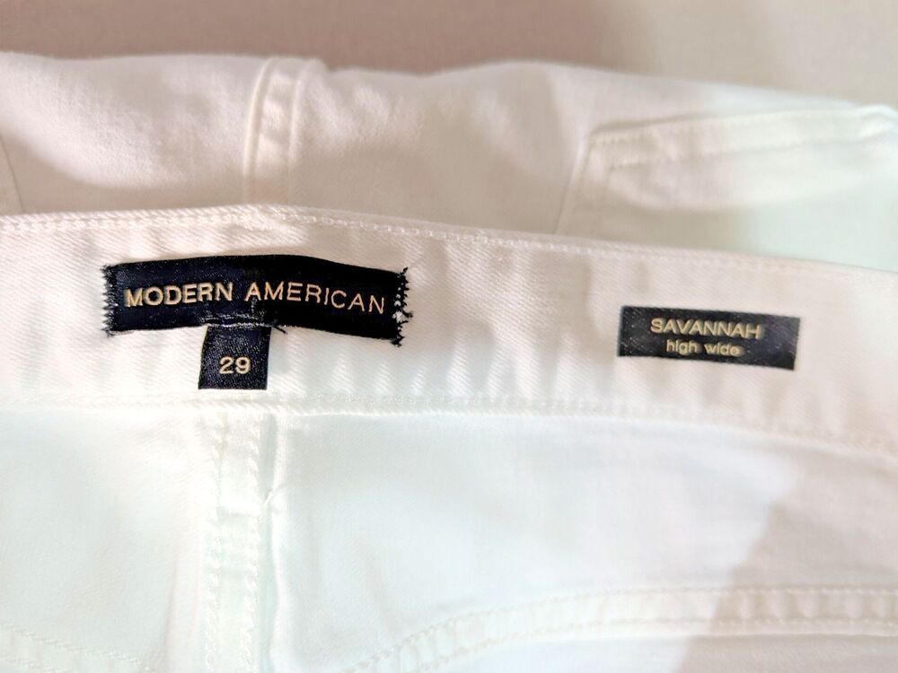 Modern American Savannah Women's High Waist Wide Leg Jeans White Size 29 - Picture 13 of 15